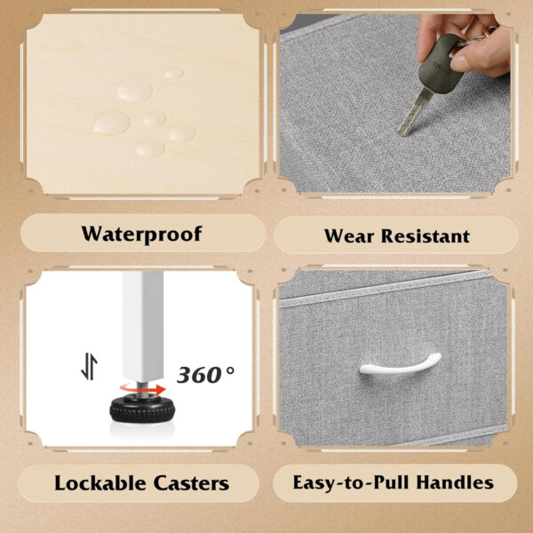 WLIVE Dresser with 4 Drawers, Fabric Storage Tower, Organizer Unit for Bedroom, Hallway, Entryway, Closets, Sturdy Steel Frame, Wood Top, Easy Pull Handle, Charcoal Black