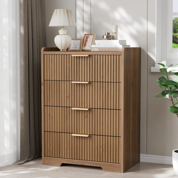 Furnulem 4-Drawer Dresser for Bedroom - White Wood Chest of Drawers Closet Storage Cabinet Organizer for Bedroom, Living Room, Hallway & Office