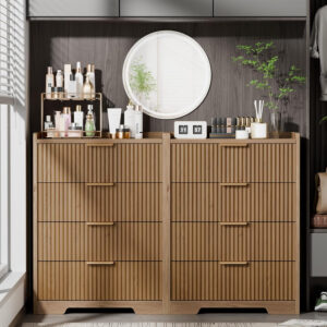 Furnulem 4-Drawer Dresser for Bedroom - White Wood Chest of Drawers Closet Storage Cabinet Organizer for Bedroom, Living Room, Hallway & Office