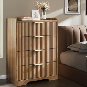 Furnulem 4-Drawer Dresser for Bedroom - White Wood Chest of Drawers Closet Storage Cabinet Organizer for Bedroom, Living Room, Hallway & Office