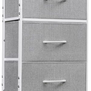 WLIVE Fabric Dresser, 5-Drawer Tall Dresser for Bedroom, Storage Organizer with Fabric Bins, Wood Top, Sturdy Steel Frame, Chest of Drawers for Closet, Hallway, Rustic Brown Wood Grain Print