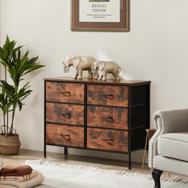 68876e6f963948e7695523b650143809dcf3487daa9c3bcbcd63d.jpg Sweetcrispy Dresser for Bedroom, TV Stand, 6-Drawer Fabric Storage Cabinet with Open Shelves, Console Table, Entertainment Center and Closet Organizers for Living Room Furniture, Brown