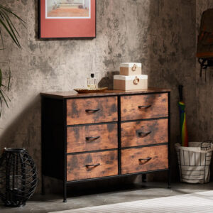 68876e7131f06ef58537fe529f1ecc3c77c3e121743573e151077.jpg Sweetcrispy Dresser for Bedroom, TV Stand, 6-Drawer Fabric Storage Cabinet with Open Shelves, Console Table, Entertainment Center and Closet Organizers for Living Room Furniture, Brown