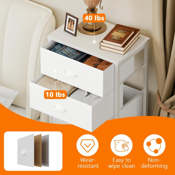 Furnulem White Tall Dresser for Bedroom,Vertical Storage Tower Unit and End Table with 6 Drawers, Nightstand Furniture with Fabric Drawer Organizer in Living Room,Closet,Entryway,Hallyway