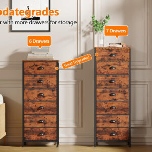 Furnulem White Tall Dresser for Bedroom,Vertical Storage Tower Unit and End Table with 6 Drawers, Nightstand Furniture with Fabric Drawer Organizer in Living Room,Closet,Entryway,Hallyway