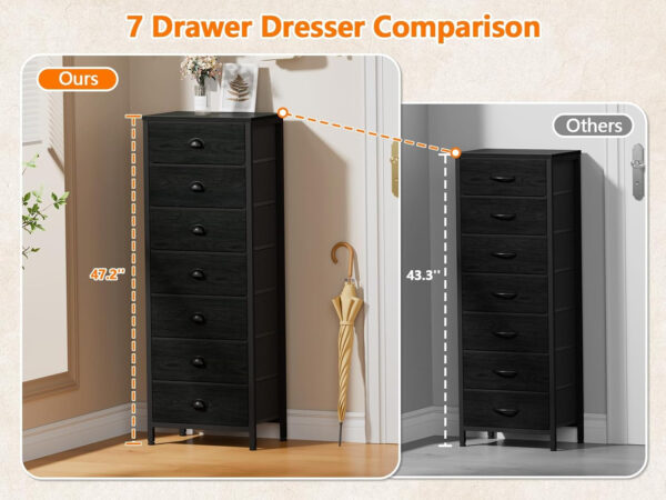 Furnulem White Tall Dresser for Bedroom,Vertical Storage Tower Unit and End Table with 6 Drawers, Nightstand Furniture with Fabric Drawer Organizer in Living Room,Closet,Entryway,Hallyway