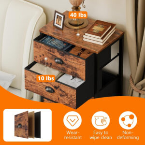 Furnulem White Tall Dresser for Bedroom,Vertical Storage Tower Unit and End Table with 6 Drawers, Nightstand Furniture with Fabric Drawer Organizer in Living Room,Closet,Entryway,Hallyway