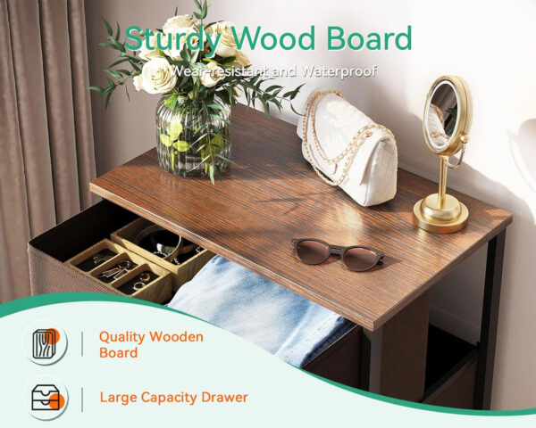 AODK Dresser for Bedroom with 4 Storage Drawers, Small Dressers Chest of Drawers Fabric Dresser with Sturdy Steel Frame, Black