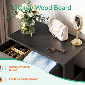 AODK Dresser for Bedroom with 4 Storage Drawers, Small Dressers Chest of Drawers Fabric Dresser with Sturdy Steel Frame, Black