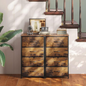 AODK Dresser for Bedroom with 4 Storage Drawers, Small Dressers Chest of Drawers Fabric Dresser with Sturdy Steel Frame, Black