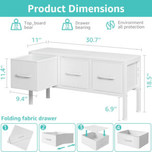 68876fb356b54354ef47fcba293c0b3083207756e3ef2891b563d.jpg BOLUO Closet Storage with 3 Fabric Drawers Small White Dresser for Closet Floor Organizer Dorm Bedroom