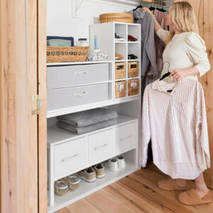 68876fb48c63d027ecdf7c586e5d369b54437d945b907c97dafd8.jpg BOLUO Closet Storage with 3 Fabric Drawers Small White Dresser for Closet Floor Organizer Dorm Bedroom