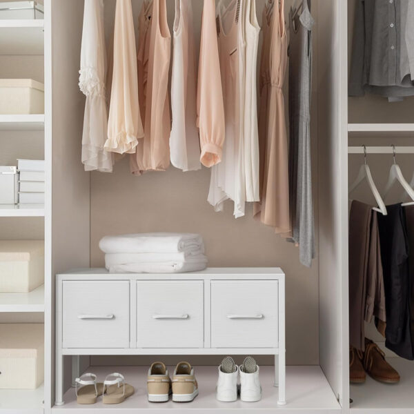 68876fb7337702bfc7d06b78835e828d40364a531fecfe61b82c6.jpg BOLUO Closet Storage with 3 Fabric Drawers Small White Dresser for Closet Floor Organizer Dorm Bedroom