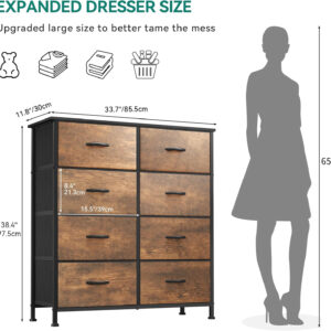 YITAHOME Fabric Dresser Drawer, Tall Storage with 8 Drawers, Dresser & Chest of Drawers, Storage Drawer Organizer for Closet, Living Room, Closets