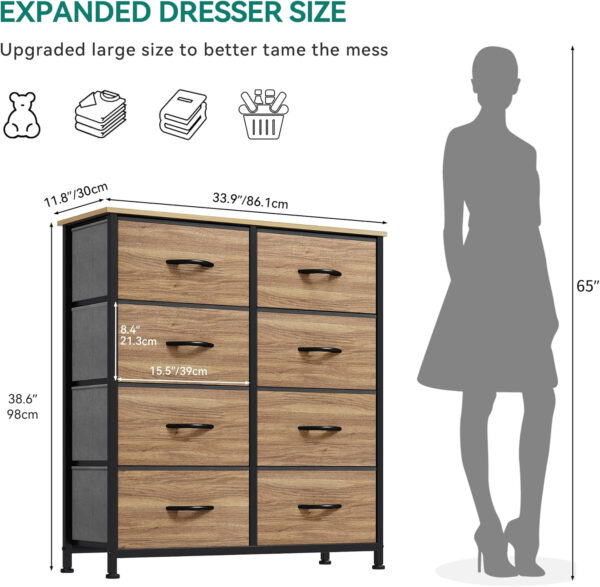 YITAHOME Fabric Dresser Drawer, Tall Storage with 8 Drawers, Dresser & Chest of Drawers, Storage Drawer Organizer for Closet, Living Room, Closets