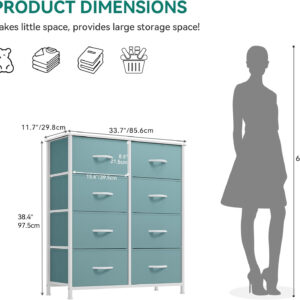 YITAHOME Fabric Dresser Drawer, Tall Storage with 8 Drawers, Dresser & Chest of Drawers, Storage Drawer Organizer for Closet, Living Room, Closets