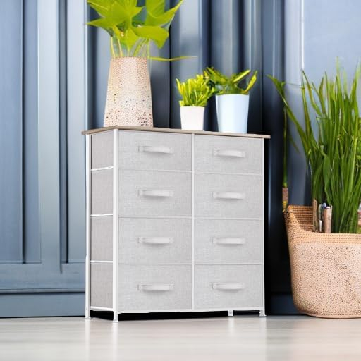 YITAHOME Fabric Dresser Drawer, Tall Storage with 8 Drawers, Dresser & Chest of Drawers, Storage Drawer Organizer for Closet, Living Room, Closets