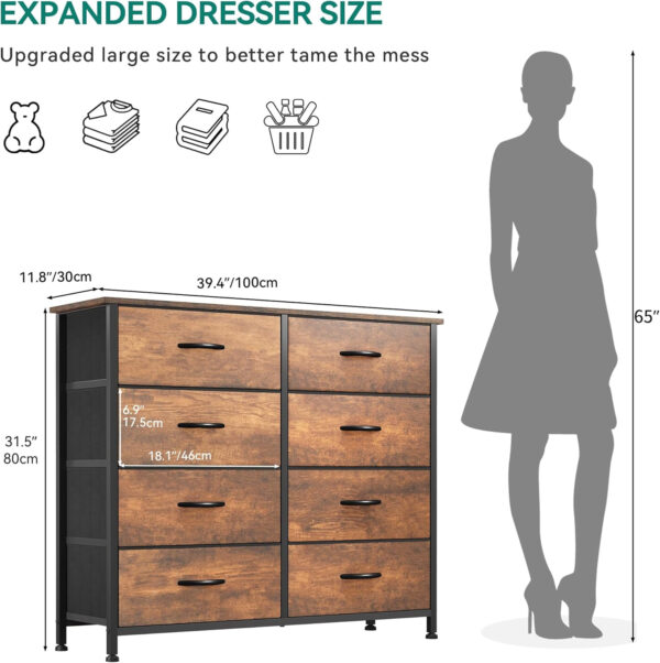 YITAHOME Fabric Dresser Drawer, Tall Storage with 8 Drawers, Dresser & Chest of Drawers, Storage Drawer Organizer for Closet, Living Room, Closets