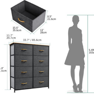 YITAHOME Fabric Dresser Drawer, Tall Storage with 8 Drawers, Dresser & Chest of Drawers, Storage Drawer Organizer for Closet, Living Room, Closets