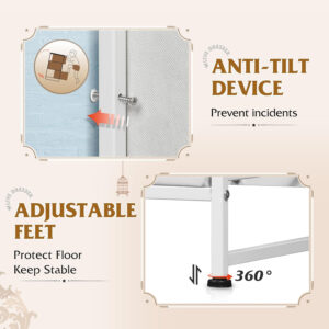 WLIVE White Dresser for Bedroom, 6 Drawer Double Dresser, Fabric Storage Tower with Fabric Bins, Chest of Drawers for Closet, Living Room, Hallway