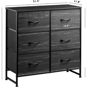 WLIVE White Dresser for Bedroom, 6 Drawer Double Dresser, Fabric Storage Tower with Fabric Bins, Chest of Drawers for Closet, Living Room, Hallway