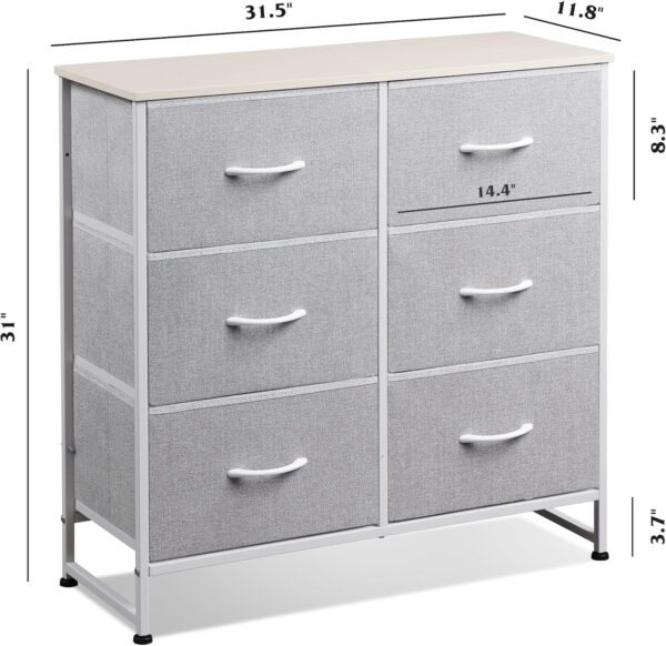 WLIVE White Dresser for Bedroom, 6 Drawer Double Dresser, Fabric Storage Tower with Fabric Bins, Chest of Drawers for Closet, Living Room, Hallway