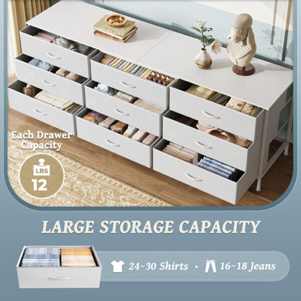 Huuger 63 Inch Dresser for Bedroom, Long Dresser for Closet with 9 Drawers, Large TV Stand for 55, 65, 70 Inch TV, Entertainment Center with Storage, Wide Chest of Drawers, Grey