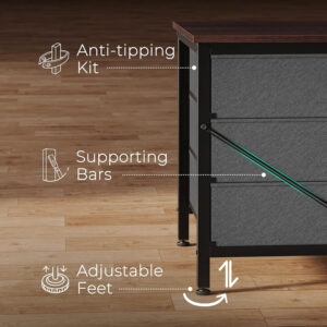 Huuger 63 Inch Dresser for Bedroom, Long Dresser for Closet with 9 Drawers, Large TV Stand for 55, 65, 70 Inch TV, Entertainment Center with Storage, Wide Chest of Drawers, Grey