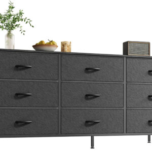 Huuger 63 Inch Dresser for Bedroom, Long Dresser for Closet with 9 Drawers, Large TV Stand for 55, 65, 70 Inch TV, Entertainment Center with Storage, Wide Chest of Drawers, Grey