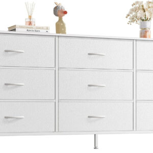 Huuger 63 Inch Dresser for Bedroom, Long Dresser for Closet with 9 Drawers, Large TV Stand for 55, 65, 70 Inch TV, Entertainment Center with Storage, Wide Chest of Drawers, Grey