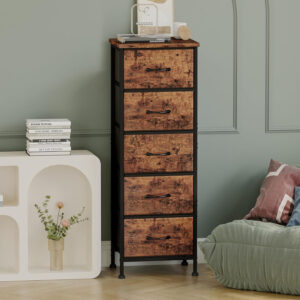 Fixwal White Tall Dresser for Bedroom, Closet Organizers and Storage Tall Fabric Dresser for Closet, Drawer Organizer with 5 Drawers, Bedroom Furniture