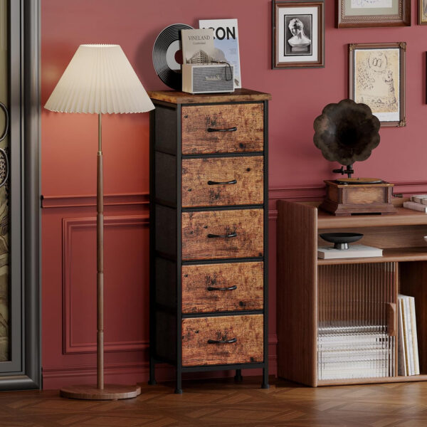 Fixwal White Tall Dresser for Bedroom, Closet Organizers and Storage Tall Fabric Dresser for Closet, Drawer Organizer with 5 Drawers, Bedroom Furniture