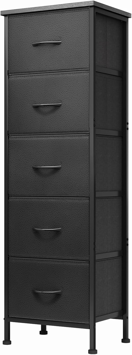 Fixwal White Tall Dresser for Bedroom, Closet Organizers and Storage Tall Fabric Dresser for Closet, Drawer Organizer with 5 Drawers, Bedroom Furniture