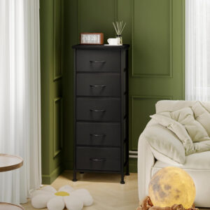 Fixwal White Tall Dresser for Bedroom, Closet Organizers and Storage Tall Fabric Dresser for Closet, Drawer Organizer with 5 Drawers, Bedroom Furniture