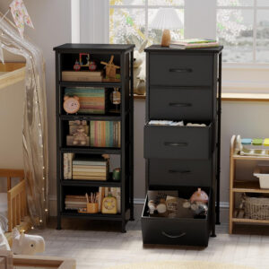 Fixwal White Tall Dresser for Bedroom, Closet Organizers and Storage Tall Fabric Dresser for Closet, Drawer Organizer with 5 Drawers, Bedroom Furniture