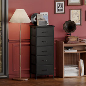 Fixwal White Tall Dresser for Bedroom, Closet Organizers and Storage Tall Fabric Dresser for Closet, Drawer Organizer with 5 Drawers, Bedroom Furniture