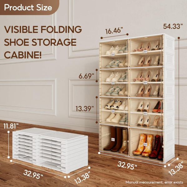 Portable Shoe Rack Organizer for Closet Entryway, Stackable Sneaker Storage Shoe Cabinet with Magnetic Clear Door, Large Plastic Storage containers Bins with Lids 10 Tiers 40 Pairs