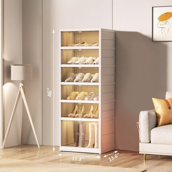 Collapsible Shoe Rack Organizer 9 Tiers-36 Pairs Foldable Shoe Cabinet with Doors, Large Plastic Folding Shoe Cabinet, Easy Assembly Shoe Shelves Organizer for Entryway, Living Room