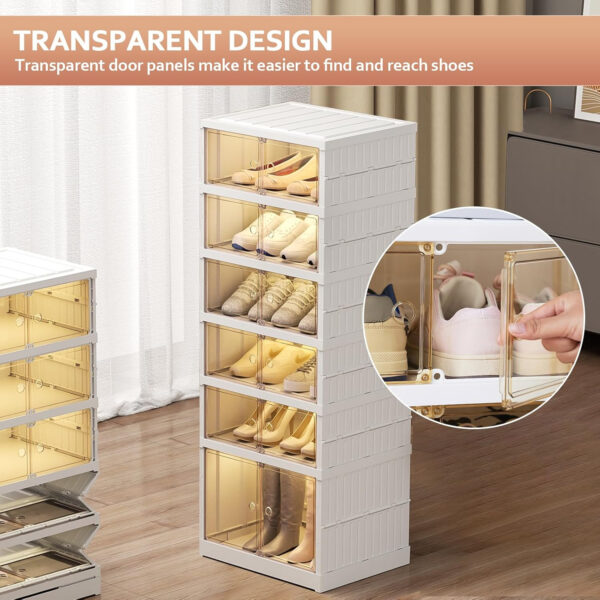 Collapsible Shoe Rack Organizer 9 Tiers-36 Pairs Foldable Shoe Cabinet with Doors, Large Plastic Folding Shoe Cabinet, Easy Assembly Shoe Shelves Organizer for Entryway, Living Room