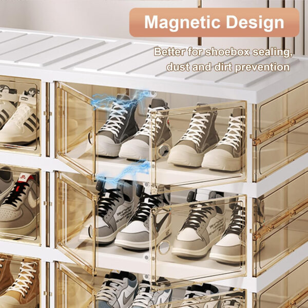 Collapsible Shoe Rack Organizer 9 Tiers-36 Pairs Foldable Shoe Cabinet with Doors, Large Plastic Folding Shoe Cabinet, Easy Assembly Shoe Shelves Organizer for Entryway, Living Room