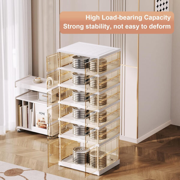 Collapsible Shoe Rack Organizer 9 Tiers-36 Pairs Foldable Shoe Cabinet with Doors, Large Plastic Folding Shoe Cabinet, Easy Assembly Shoe Shelves Organizer for Entryway, Living Room
