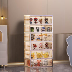 Collapsible Shoe Rack Organizer 9 Tiers-36 Pairs Foldable Shoe Cabinet with Doors, Large Plastic Folding Shoe Cabinet, Easy Assembly Shoe Shelves Organizer for Entryway, Living Room