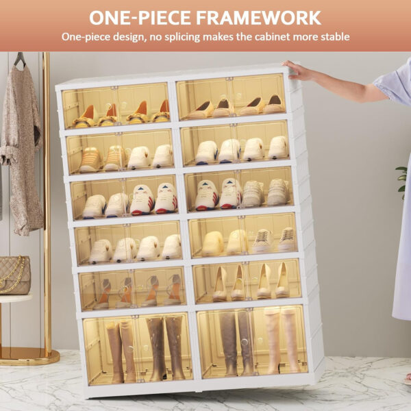Collapsible Shoe Rack Organizer 9 Tiers-36 Pairs Foldable Shoe Cabinet with Doors, Large Plastic Folding Shoe Cabinet, Easy Assembly Shoe Shelves Organizer for Entryway, Living Room
