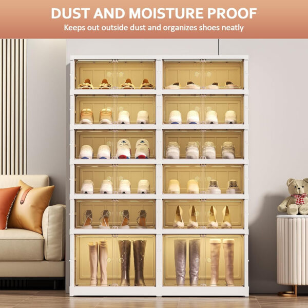 Collapsible Shoe Rack Organizer 9 Tiers-36 Pairs Foldable Shoe Cabinet with Doors, Large Plastic Folding Shoe Cabinet, Easy Assembly Shoe Shelves Organizer for Entryway, Living Room