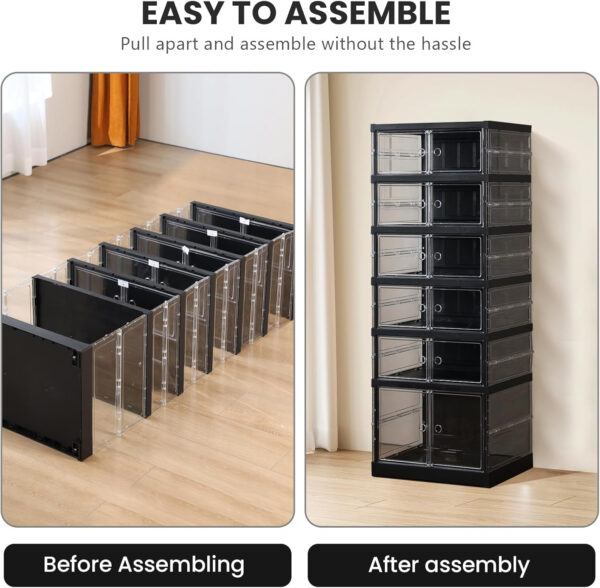 Collapsible Shoe Rack Organizer 9 Tiers-36 Pairs Foldable Shoe Cabinet with Doors, Large Plastic Folding Shoe Cabinet, Easy Assembly Shoe Shelves Organizer for Entryway, Living Room