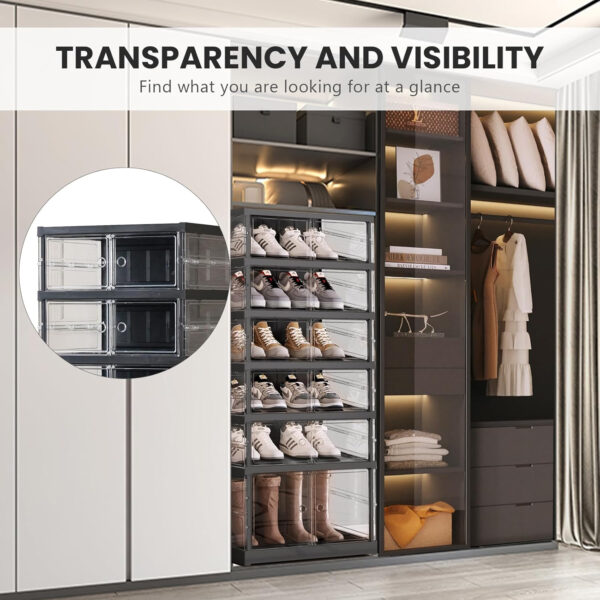 Collapsible Shoe Rack Organizer 9 Tiers-36 Pairs Foldable Shoe Cabinet with Doors, Large Plastic Folding Shoe Cabinet, Easy Assembly Shoe Shelves Organizer for Entryway, Living Room