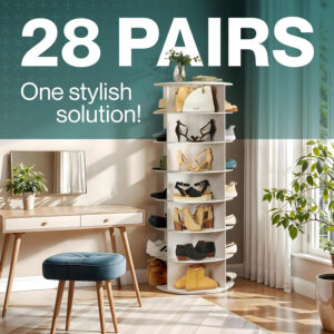 LOFT + IVY 7 Tier Rotating Shoe Rack Tower – 360° Spinning Storage Organizer, Modern Round Shoe Carousel for Closet, Entryway, Bedroom – Space Saving Rotating Lazy Susan Storage Tower