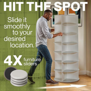 LOFT + IVY 7 Tier Rotating Shoe Rack Tower – 360° Spinning Storage Organizer, Modern Round Shoe Carousel for Closet, Entryway, Bedroom – Space Saving Rotating Lazy Susan Storage Tower