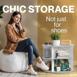 LOFT + IVY 7 Tier Rotating Shoe Rack Tower – 360° Spinning Storage Organizer, Modern Round Shoe Carousel for Closet, Entryway, Bedroom – Space Saving Rotating Lazy Susan Storage Tower