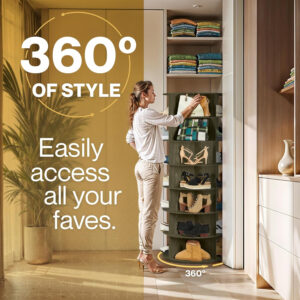 LOFT + IVY 7 Tier Rotating Shoe Rack Tower – 360° Spinning Storage Organizer, Modern Round Shoe Carousel for Closet, Entryway, Bedroom – Space Saving Rotating Lazy Susan Storage Tower